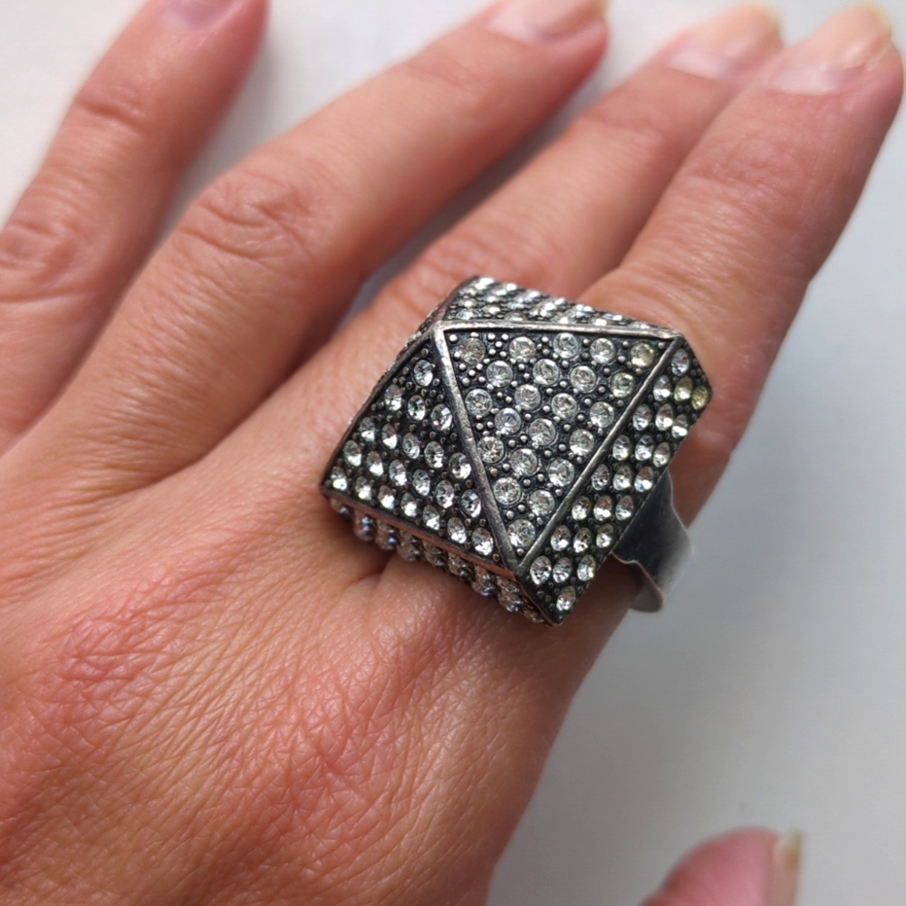 Sterling Silver Rhinestone Statement Ring By Skye - image 1